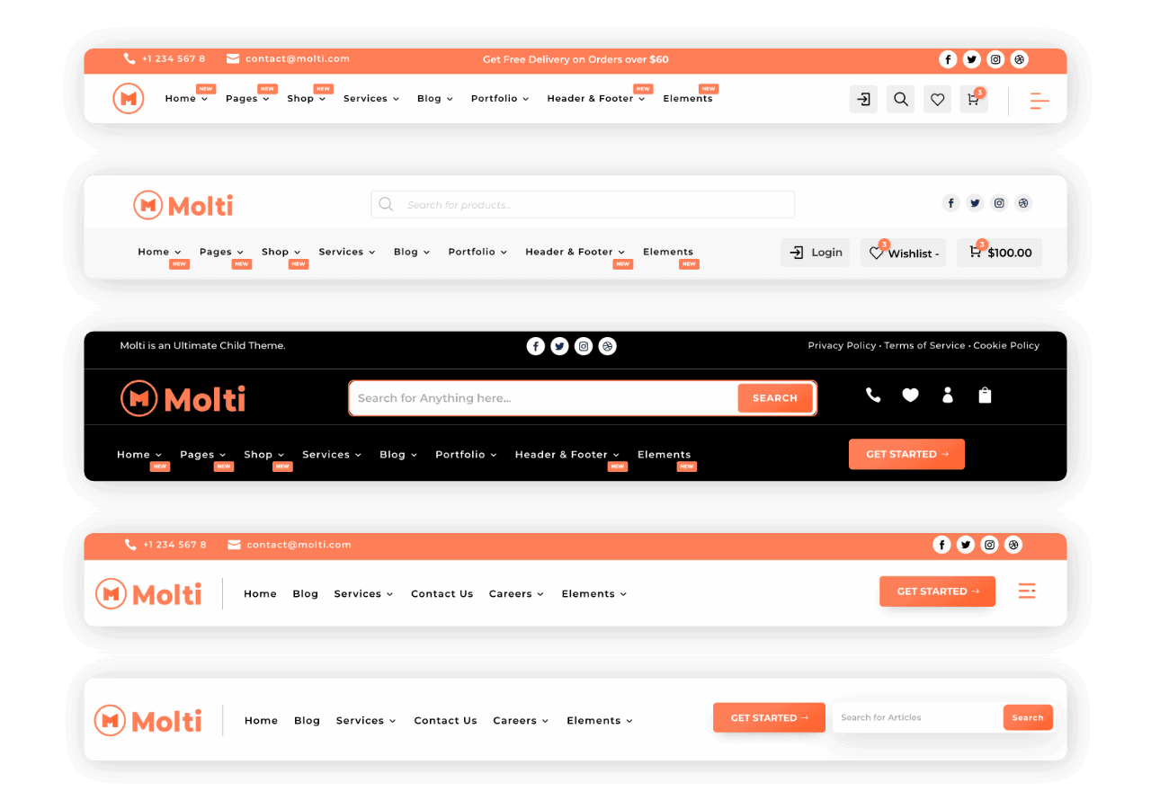 Molti - Ecommerce Headers